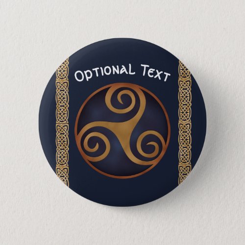 Celtic Triskelion Blue Custom Button