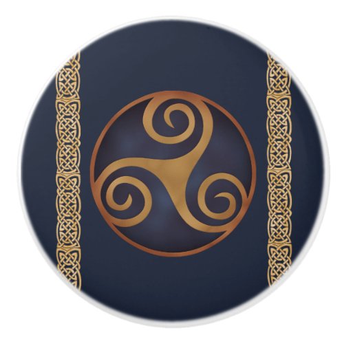 Celtic Triskelion Blue Custom Ceramic Knob