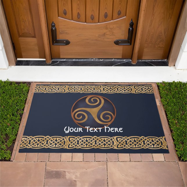 Celtic Triskelion (Blue) Custom Doormat (Outdoor)