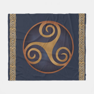 Celtic Triskelion (Blue) Custom Fleece Blanket