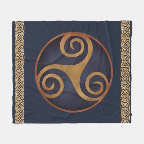 Celtic Triskelion Blue Custom Fleece Blanket