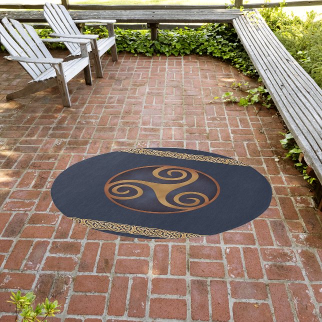 Celtic Triskelion (Blue) Custom Outdoor Rug (Insitu (Outdoor 3))