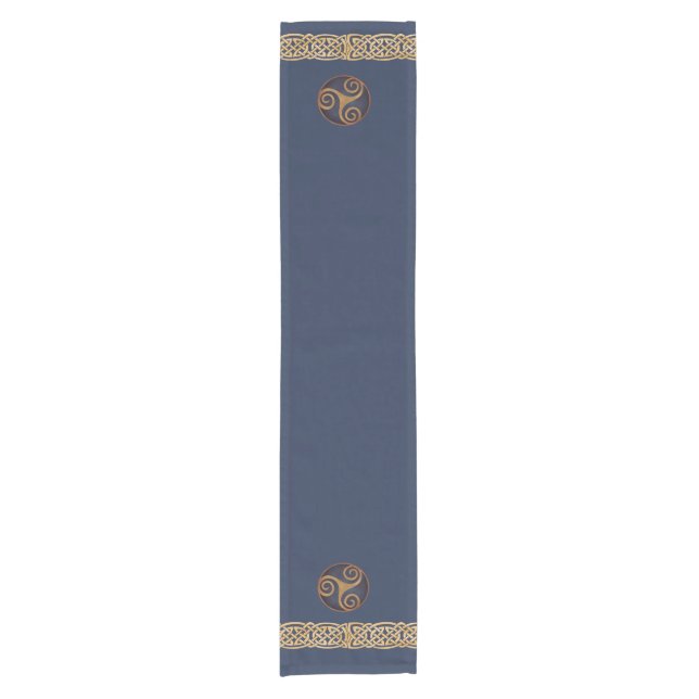 Celtic Triskelion (Blue) Custom Short Table Runner (Front)