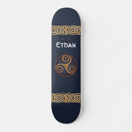 Celtic Triskelion Blue Custom Skateboard