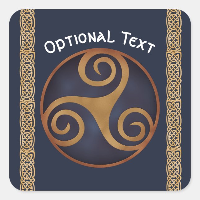 Celtic Triskelion (Blue) Custom Square Sticker (Front)