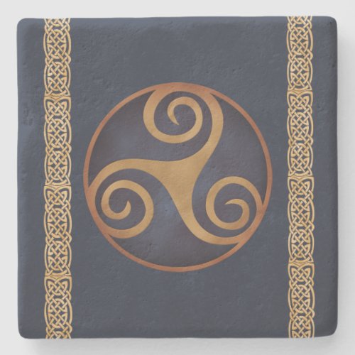 Celtic Triskelion Blue Custom Template Stone Coaster