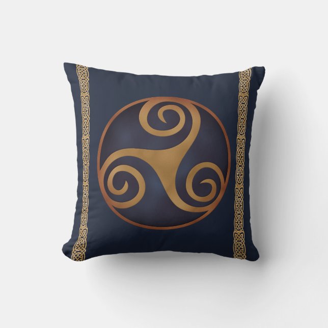 Celtic Triskelion (Blue) Custom Throw Pillow (Front)