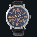 Celtic Triskelion (Blue) Custom Watch<br><div class="desc">The Triskelion, Triskele, or Triple Spiral, is one of the best known Celtic signs and is cherished by many of Celtic origin or those who just love celtic art. Historians believe it represents the triple nature of existence in many ways: past, present and future, ... or mother, father, child... .or...</div>