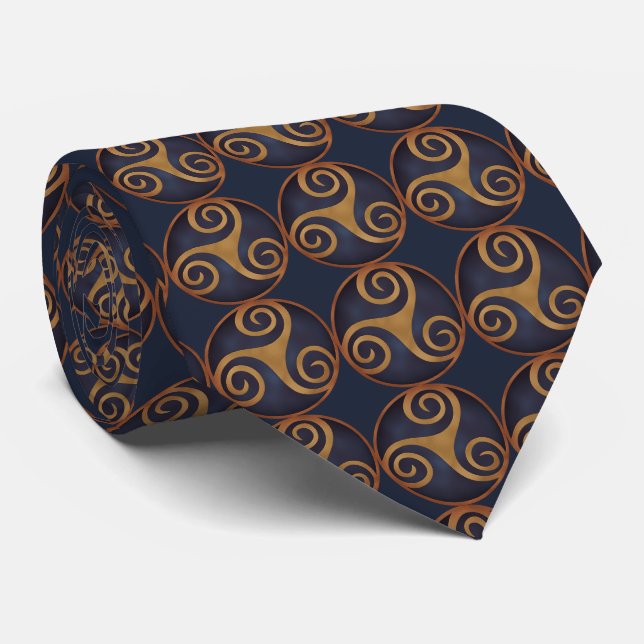 Celtic Triskelion (Blue)  Neck Tie (Rolled)
