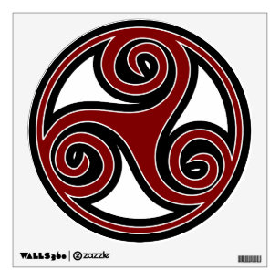 Celtic Triskelion or Triskele (red, black, white) Wall Sticker