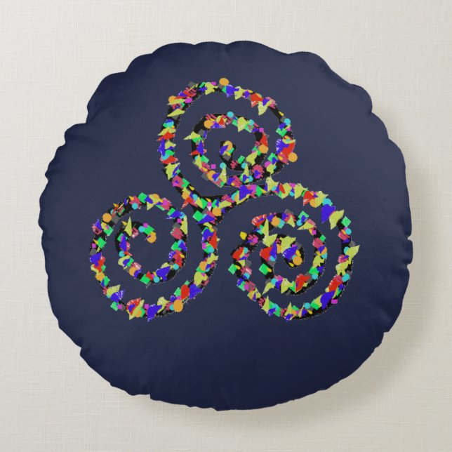 Celtic Triskelion Strength Round Pillow (Front)