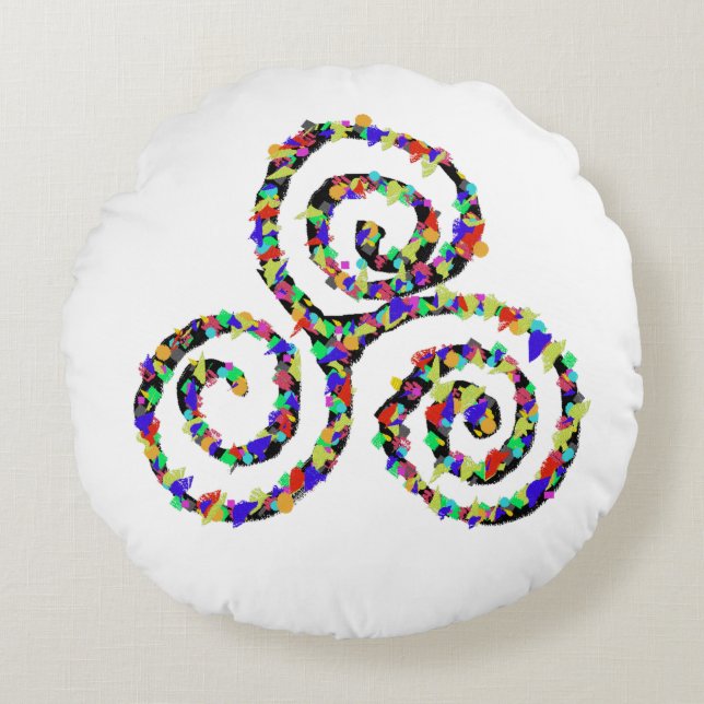 Celtic Triskelion Strength Round Pillow (Front)