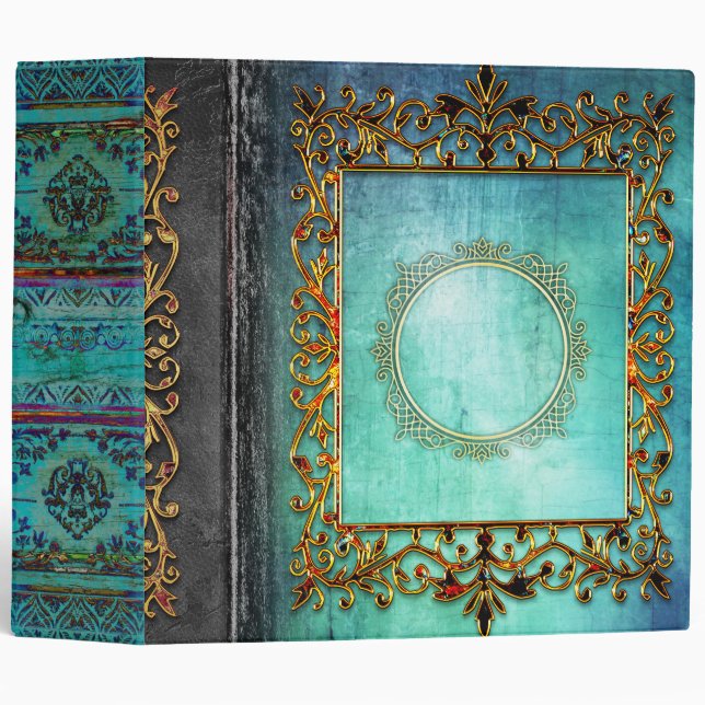 Celtic Turquoise Fairytale Ancient Tome 3 Ring Binder (Front/Spine)