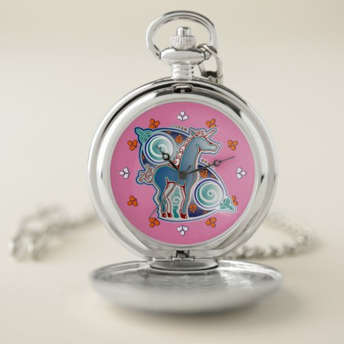 Celtic unicorn pocket watch