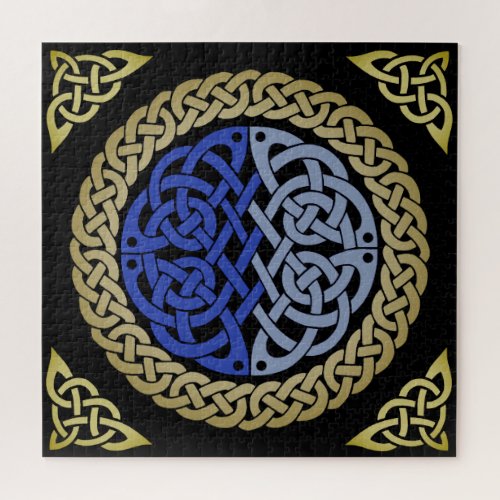 Celticviking circle braided knot blue and fog jigsaw puzzle