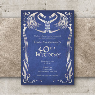 Celtic Viking Dragon 40th Birthday Invitation