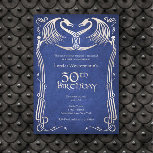 Celtic Viking Dragon 50th Birthday Invitation