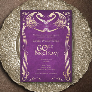 Celtic Viking Dragon 60th Birthday Invitation