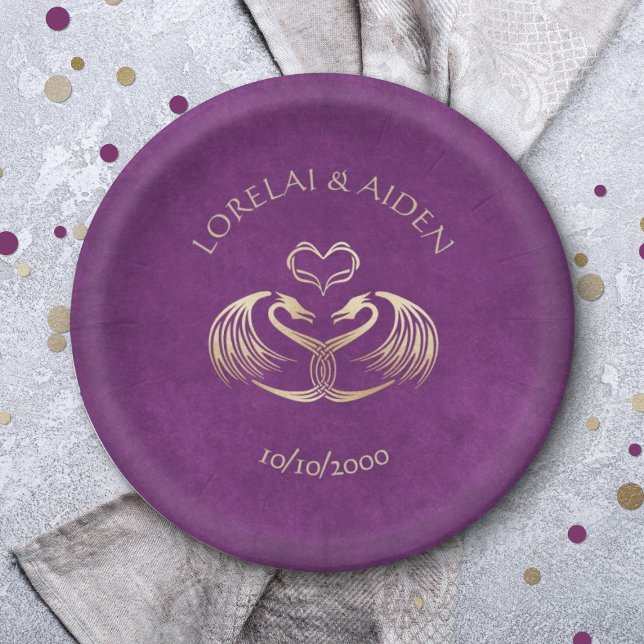 Celtic Viking Dragon Wedding Paper Plates (Creator Uploaded)