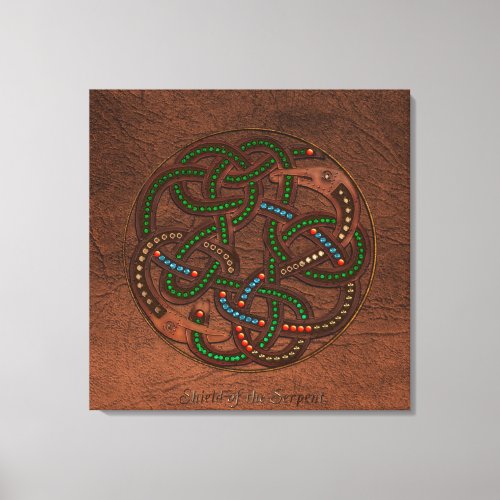 Celtic Viking Serpent Shield Irish Art Design Canvas Print