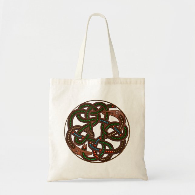 Celtic Viking Serpent Shield Irish Art Design Tote Bag (Front)