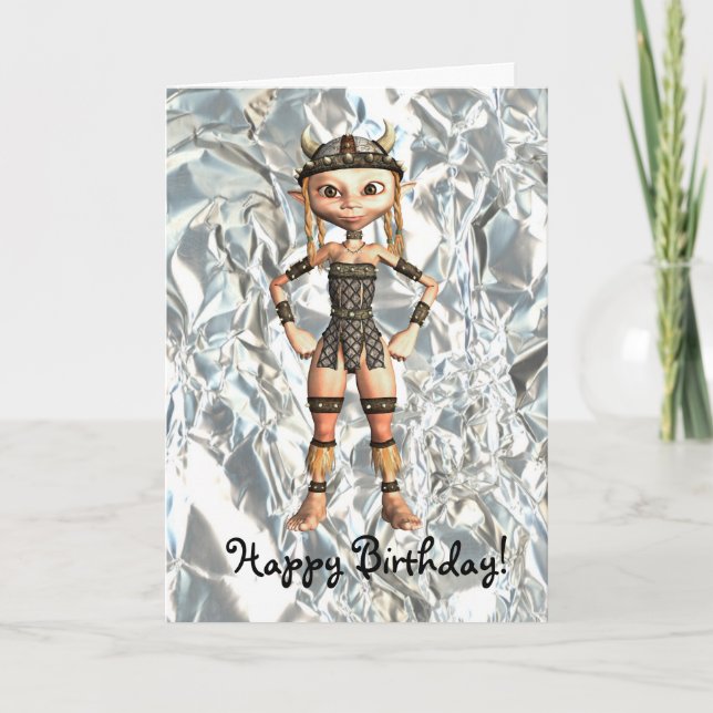 Celtic Warrior Girl's Birthday Card (Front)
