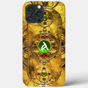 CELTIC WARRIOR SHIELD EMERALD RUBY GEM  MONOGRAM iPhone 13 PRO MAX CASE