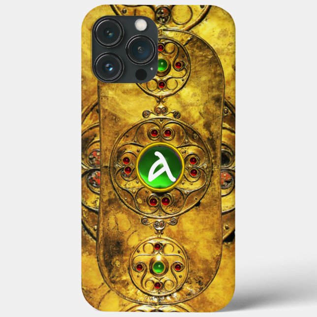 CELTIC WARRIOR SHIELD EMERALD RUBY GEM  MONOGRAM Case-Mate iPhone CASE (Back)