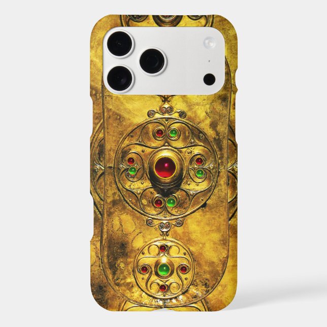 CELTIC WARRIOR SHIELD EMERALD RUBY GEM STONES IPHONE CASE (Back)