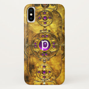 CELTIC WARRIOR SHIELD PURPLE AMETHYST GEM MONOGRAM iPhone X CASE