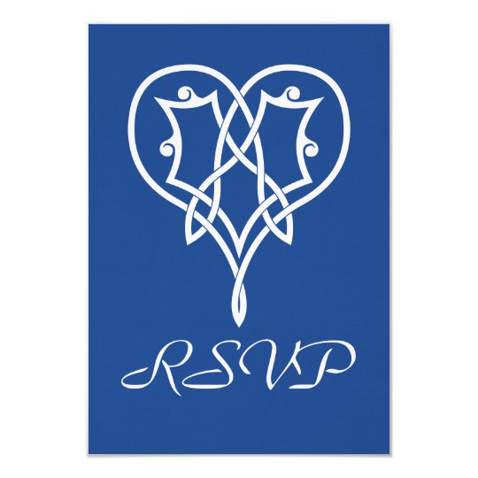 Celtic Weave Hearts in Blue RSVP Card