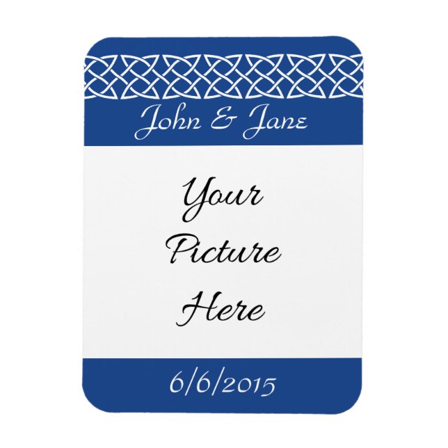 Celtic Weave Hearts in Blue Save-the-Date Magnet (Vertical)