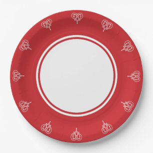 Celtic Weave Hearts in Cherry Paper Plate