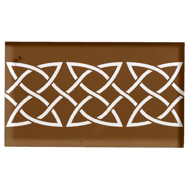 Celtic Weave Hearts in Chocolate Table Card Holder (Front)