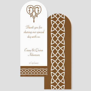 Celtic Weave Hearts in Chocolate Wedding Favor Bookmarks