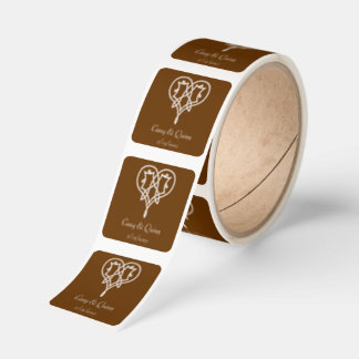 Celtic Weave Hearts in Chocolate Wedding Square Sticker