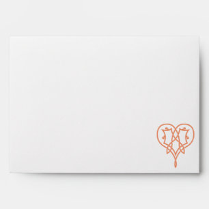 Celtic Weave Hearts in Coral Envelopes