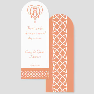 Celtic Weave Hearts in Coral Wedding Favor Bookmarks