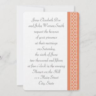 Celtic Weave Hearts in Coral Wedding Invitation