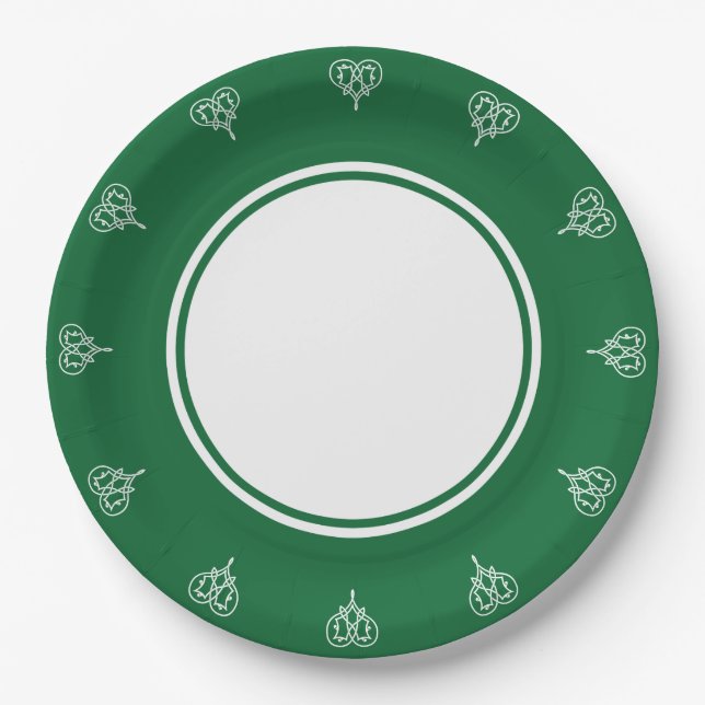 Celtic Weave Hearts in Green Paper Plate (Front)
