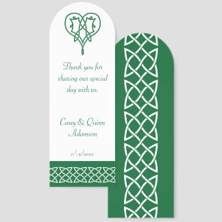 Celtic Weave Hearts in Green Wedding Favor Bookmarks