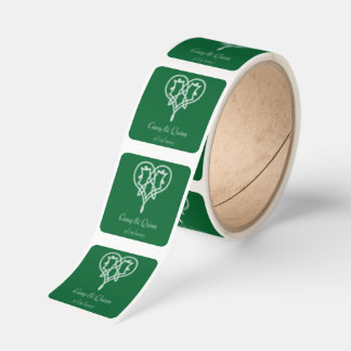 Celtic Weave Hearts in Green Wedding Square Sticker