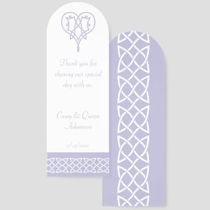 Celtic Weave Hearts in Lavender Wedding Favor Bookmarks