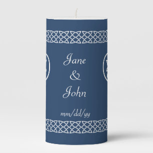 Celtic Weave Hearts in Navy Pillar Candle