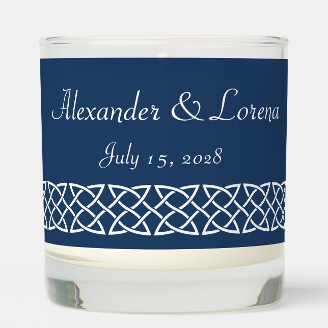 Celtic Weave Hearts in Navy Scented Candle (Front)