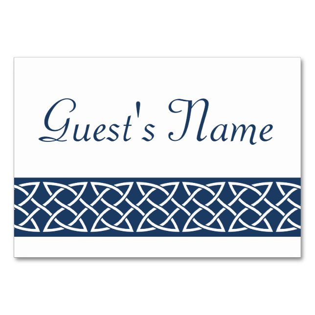 Celtic Weave Hearts in Navy Table Card (Front)