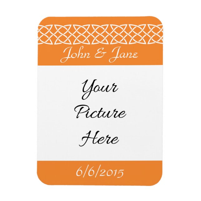 Celtic Weave Hearts in Orange Save-the-Date Magnet (Vertical)