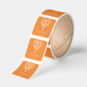 Celtic Weave Hearts in Orange Wedding Square Sticker