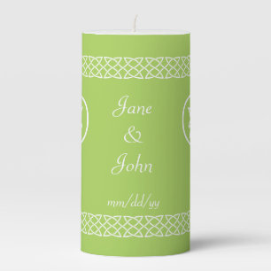 Celtic Weave Hearts in Peridot Pillar Candle