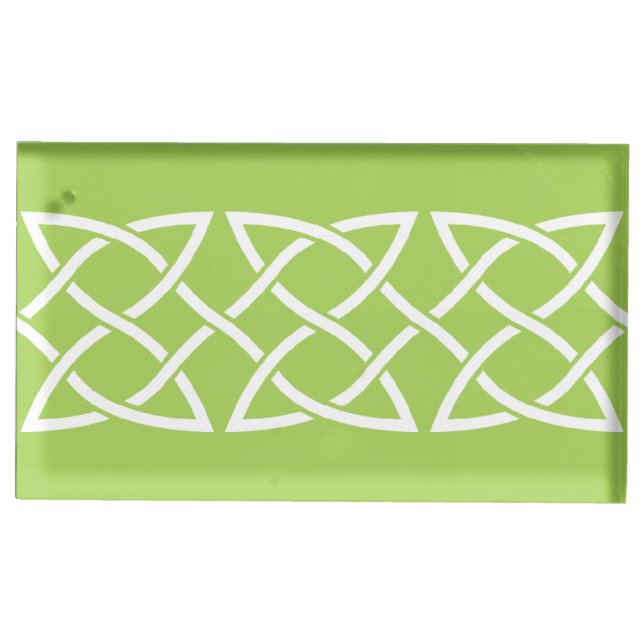 Celtic Weave Hearts in Peridot Table Card Holder (Front)